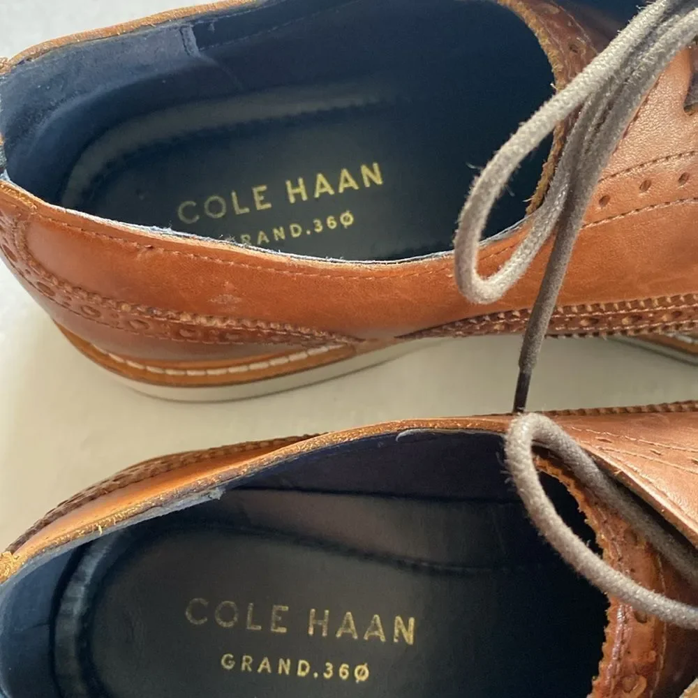 COLE HAAN Morris Men’s Wing Tip Tan Oxfords #C30697 Size 9 M